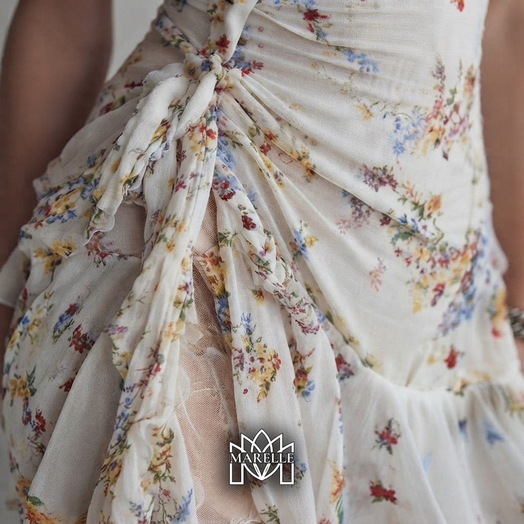 Lisboa | Vestido mini retro con flores, escote en V y finos tirantes