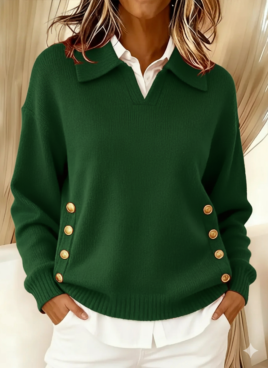 Erminia | Suéter con cuello polo y botones