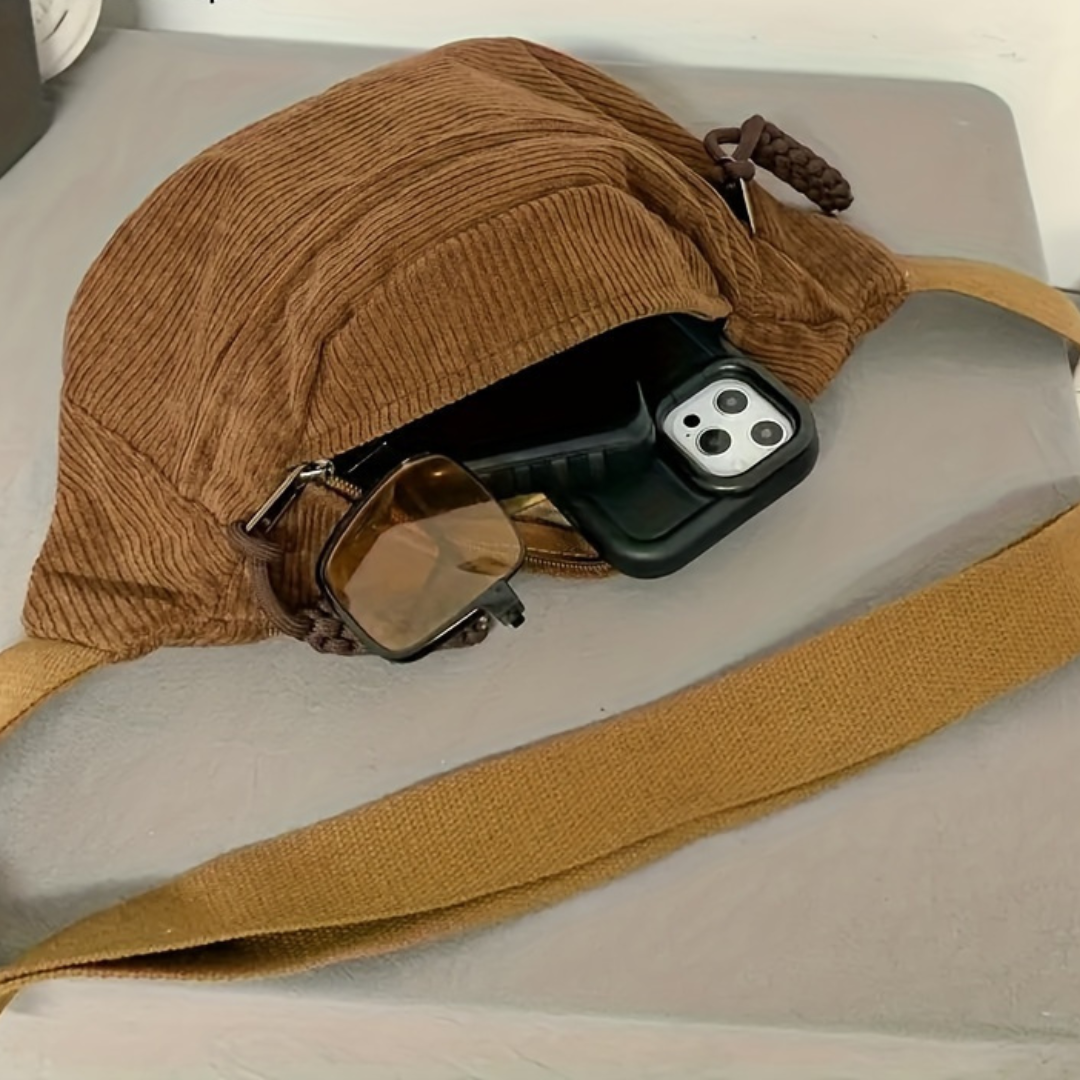 Petra | Bolsa de Hombro de Terciopelo Acanalado
