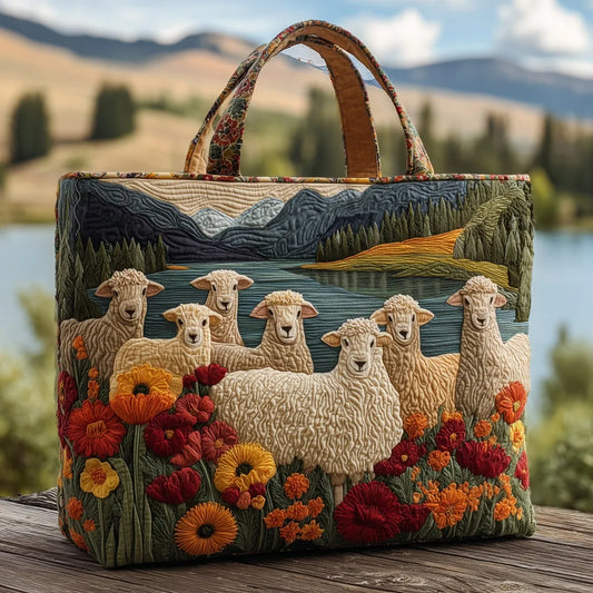 Bolsa Artesanal | Diseño único con ovejas cerca del lago