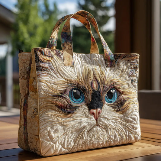 Bolso Artesanal | Gato Blanco con Ojos Azules