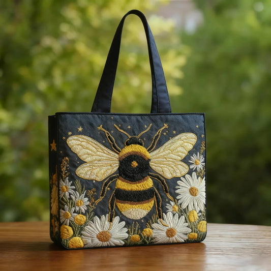 Bolsa Artesanal | Abeja con Margaritas y Estrellas