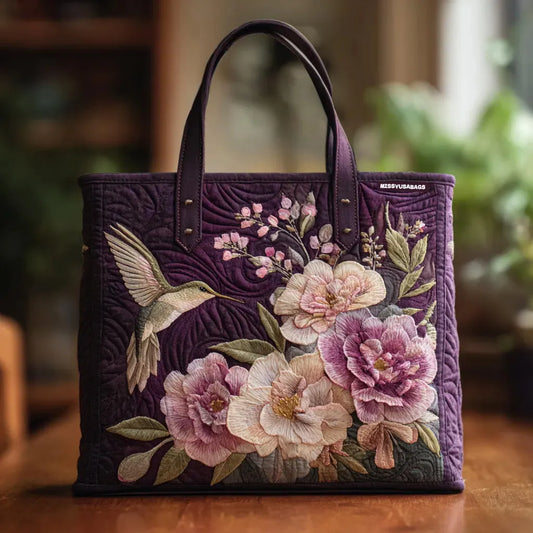 Bolsa Artesanal Acolchada | Diseño exclusivo de colibríes y orquídeas