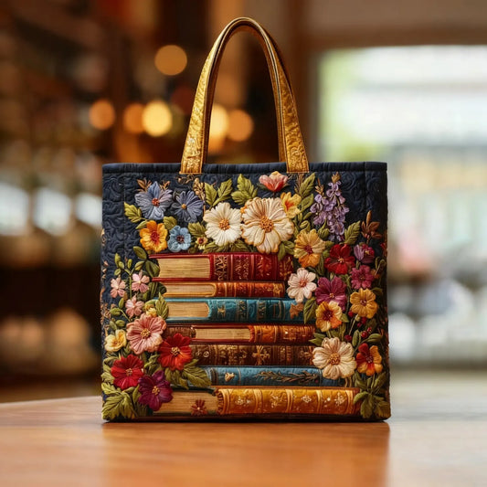 Bolsa Artesanal | Estampado Floral y Libros