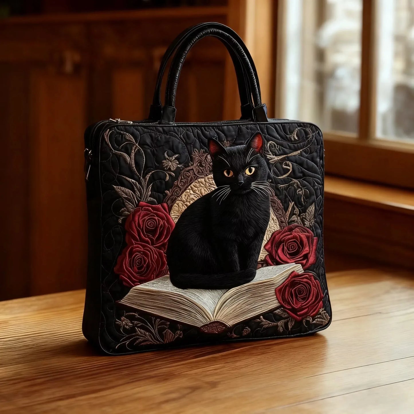 Bolso Artesanal Acolchado | Gato Negro sobre Libros