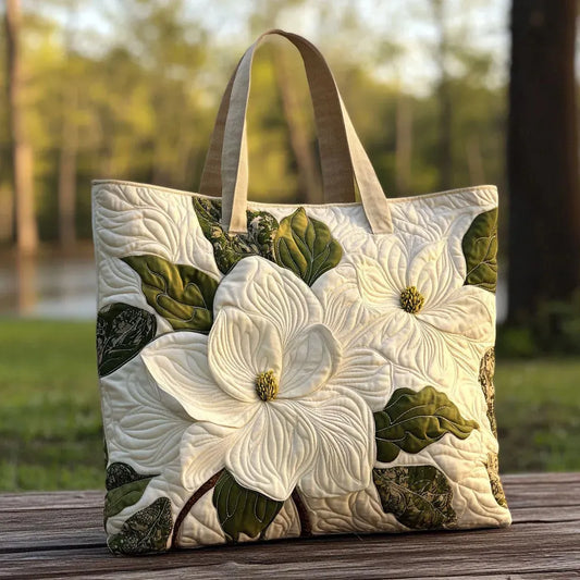 Bolsa Artesanal Acolchada | Lirios Blancos Elegantes