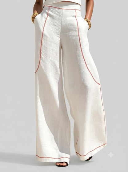 Vittoria | Conjunto blanco con top sin mangas y pantalones de pierna ancha