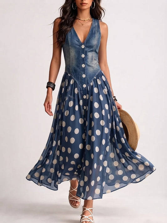 Laura | Vestido Vaquero con Lunares