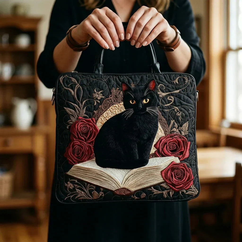 Bolso Artesanal Acolchado | Gato Negro sobre Libros
