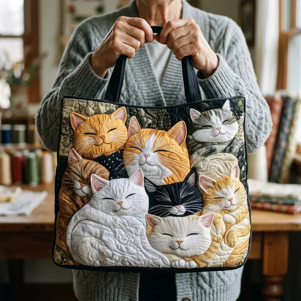 Bolso Artesanal Acolchado | Gatitos Dormilones